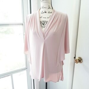 Joseph Ribkoff Drape Top Blouse Dolman Sleeve V-Neck Elegant‎ Pink 4 Old Money